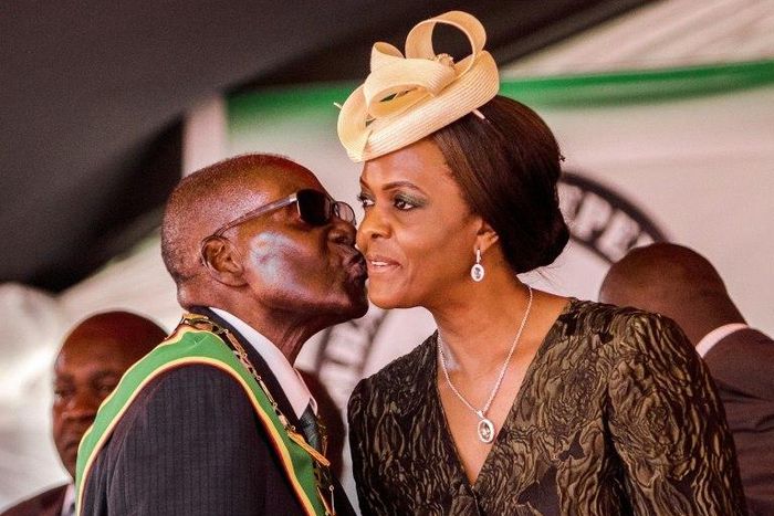 Zimbabwe's first lady Grace Mugabe, seen here with her husband, is accused of assaulting a model at a Johannesburg hotel