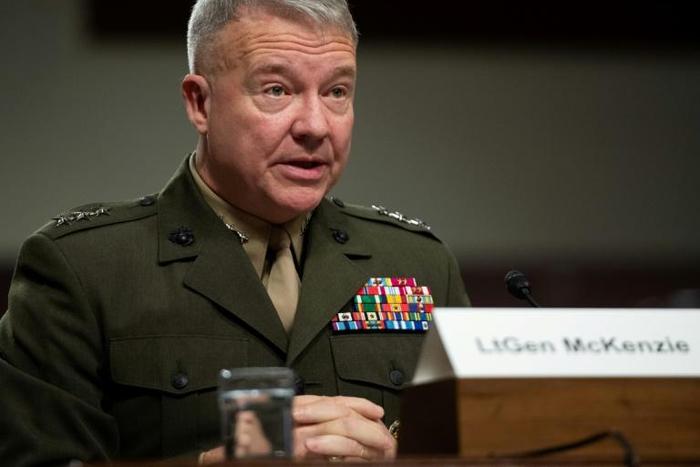 Lieutenant General Kenneth McKenzie, nominee to lead Central Command, testifies during a Senate Armed Service Committee confirmation hearing