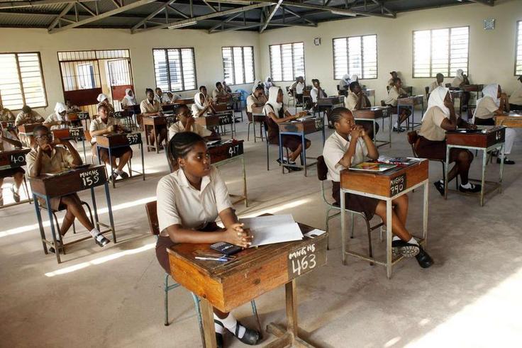 Female students sitting for the KCSE exams