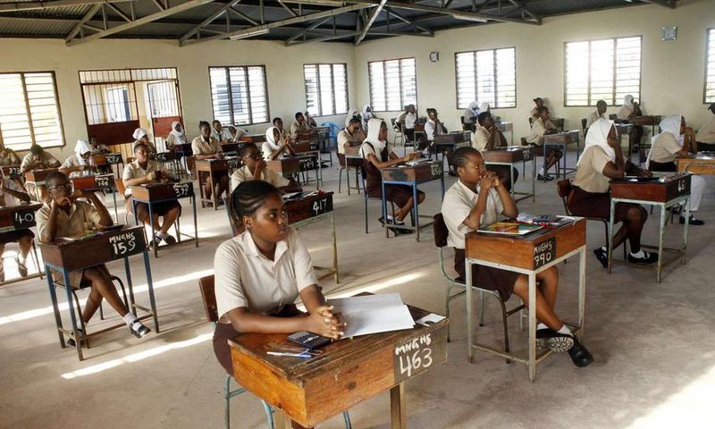 Female students sitting for the KCSE exams