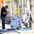 French police search through debris after a van ploughed through a bus stop in Marseille, on August 21, 2017