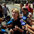 Venezuela's attorney general Luisa Ortega, one of President Nicolas Maduro's most vocal critics, speaks to the press during a flash visit to the Public Prosecutor's office in Caracas, on August 5, 2017