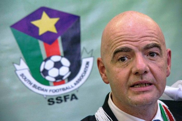 Gianni Infantino, pictured in Sudan in March 2016, is the president of FIFA, which has agreed to lift the football ban it imposed on Sudan after the government forcibly removed the elected president of the Sudan Football Association