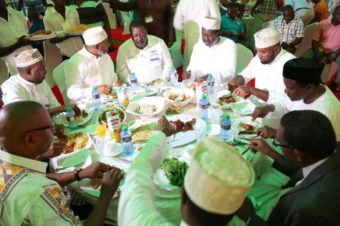 Nasa leaders enjoying Iftar with the NASA leadership at Serani Arab Boys Grounds.