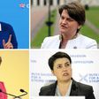 This combination image shows (Top L-R) British Prime Minister Theresa May, Democratic Unionist Party (DUP) leader Arlene Foster, (bottom L-R) First Minister of Scotland and leader of the Scottish National Party (SNP) Nicola Sturgeon and Scottish conser...