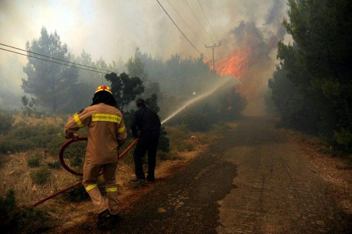 Greece's fire department says more than 90 fires have broken out across the country since Sunday