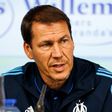 Marseille's head coach Rudi Garcia speaks during a press conference of French club Olympic Marseille (OM) ahead of the UEFA Europa League third qualifying round football match against KV Oostende on August 2, 2017 in Oostende