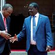 Raila Odinga with President Uhuru Kenyatta. Jubilee MP's are asking quit from politics and concentrate more on his new role as the High Representative for Infrastructure Development in Africa.