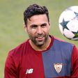 Then-Sevilla goalkeeper Salvatore Sirigu takes part in a training session on the eve of the UEFA Champions League football match against Juventus September 13, 2016