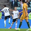 Germany's midfielder Lars Stindl celebrates after scoring on June 19, 2017