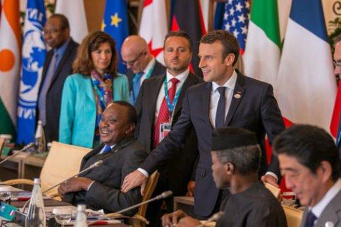 President Uhuru Kenyatta with President Emmanuel Macron