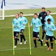 Australian footballers take part in a training session in Saint Petersburg in Russia, during the 2017 Confederations Cup tournament