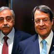 Greek Cypriot leader Nicos Anastasiades (R) and Turkish Cypriot leader Mustafa Akinci arrive for a meeting with UN Secretary-General Antonio Guterres, at UN headquarters in New York, on June 4, 2017