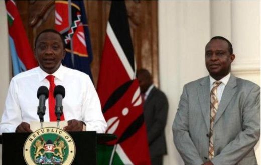 President Uhuru Kenyatta and CS Treasury Hentry Rotich. The government has redeployed accountant officers who have qualified president's order on lifestyle audit