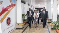 File image of Nairobi Hospital CEO Gordon Odundo with First Lady Margaret Kenyatta