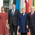 L-R: Estonian President Kersti Kaljulaid, Latvia's President Raimonds Vejonis, Lithuania's President Dalia Grybauskaite and US Vice-President Mike Pence (R) pose in Tallinn, Estonia, on July 31, 2017