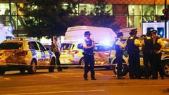 Police at the scene of the incident in Finsbury Park