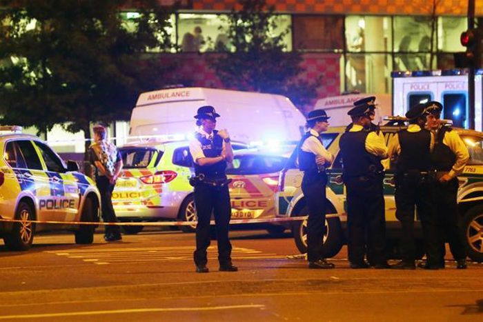 Police at the scene of the incident in Finsbury Park