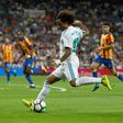 Real Madrid's defender Marcelo prepares to kick the ball during the Spanish league football match against Valencia August 27, 2017