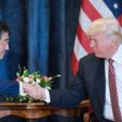 US President Donald Trump shakes hands with Japanese Prime Minister Shinzo Abe during a meeting before the G7 summit in Taormina, Italy, on May 26, 2017