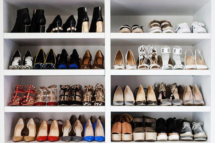 A closet-like shoe rack. You may not have enough space but you can maximize on the available space to make a shoe rack out of it.