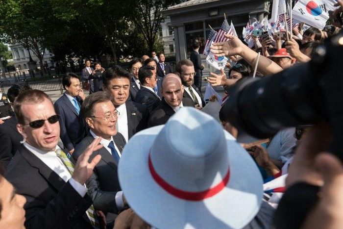 South Korea's President Moon Jae-In is in Washington to meet Donald Trump on his first overseas trip since taking office