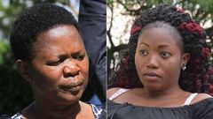 Migori Governor Okoth Obado’s wife Helen (left) and Sharon Otieno (right)