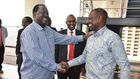Opposition leader Raila Odinga with DP William Ruto in Kisumu