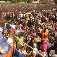 Raila Odinga addresses a past rally at Tononoka grounds in Mombasa.