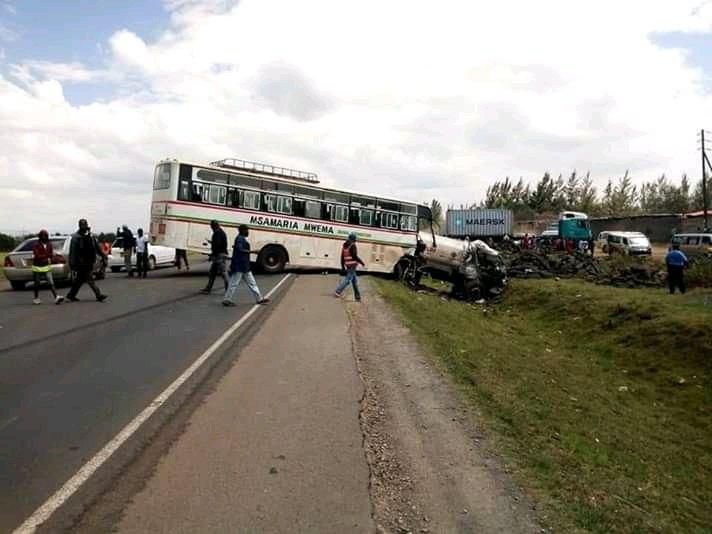 Head-on-collision of bus and tanker at Salgaa area