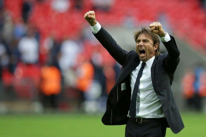 Chelsea's head coach Antonio Conte celebrates victory after an English Premier League football match against Tottenham Hotspur at Wembley Stadium in London, on August 20, 2017