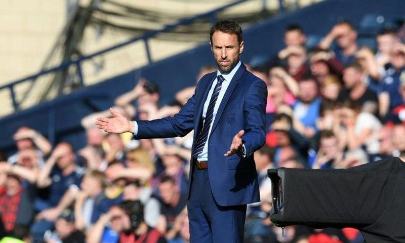 England's manager Gareth Southgate gestures on the touchline during their 2018 World Cup qualifying Group F match against Scotland, at Hampden Park in Glasgow, on June 10, 2017