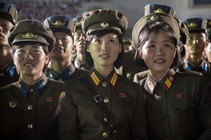Soldiers watched a firework display in Pyongyang to celebrate the launch of North Korea's first ICBM