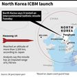 Updated map showing the site of a North Korean missile launch Tuesday, according to South Korean military.