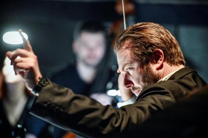 Russian-American conductor and pianist Ignat Solzhenitsyn, son of famous Russian writer and dissident Alexander Solzhenitsyn, rehearsing the opera based on his father's story