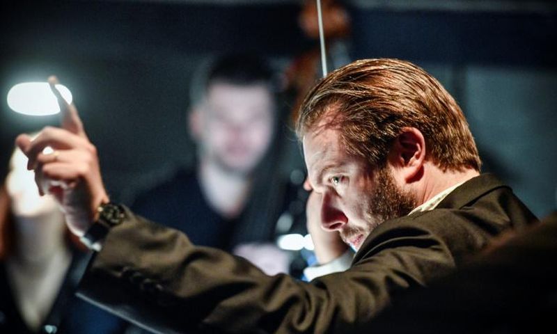 Russian-American conductor and pianist Ignat Solzhenitsyn, son of famous Russian writer and dissident Alexander Solzhenitsyn, rehearsing the opera based on his father's story