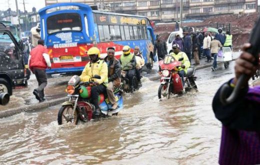 File image of a flooded section of the road after heavy rains in Nairobi