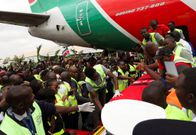 Former Prime Minister Raila Odinga arrives at JKIA