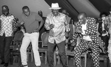 A photo of the late former Prime Minister Raila Odinga dancing