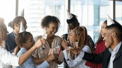 People enjoying an office party