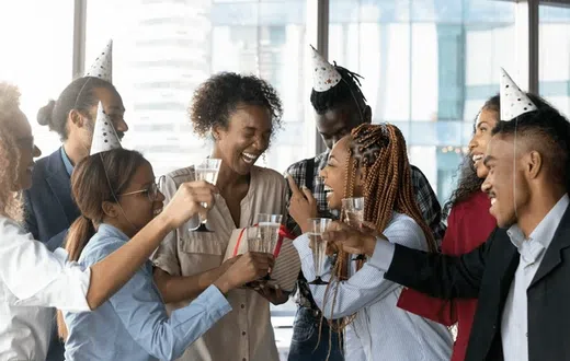 People enjoying an office party