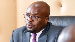 Principal Secretary for Internal Security Dr. Raymond Omollo chairs a meeting in his office