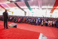 Deputy President Kithure Kindiki speaking during a meeting where he hosted Embu county residents at his official residence in Karen on January 17, 2025.
