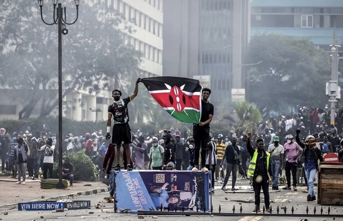 Hundreds of protestors in Nairobi Central Business District during the June 25 protests