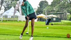 Junior Golfer Wanjiku Mathu plays a tee shot during 2025 NCBA Golf Series qualifying leg at Karen Country Club