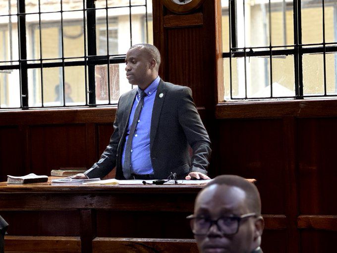 Crime Scene Investigator Paul Njihia, pictured above, took to the stand to testify live rounds were used by police