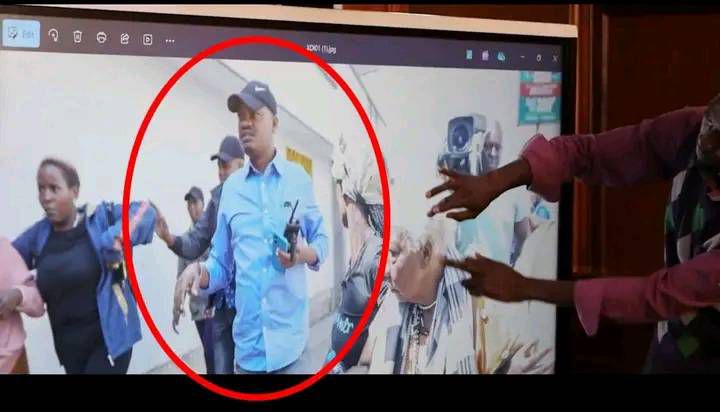 Screen grab from the prosecution's presentation alleging the presence of Isaiah Ndumba, which Ndumba has denied
