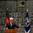 German President Frank-Walter Steinmeier (L) speaks during a press conference with Israeli counterpart Reuven Rivlin at the presidential compound in Jerusalem on May 7, 2017