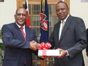 President Uhuru Kenyatta (right) and Environment CS Keriako Tobiko