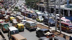 Vehicles stuck in traffic in Mombasa